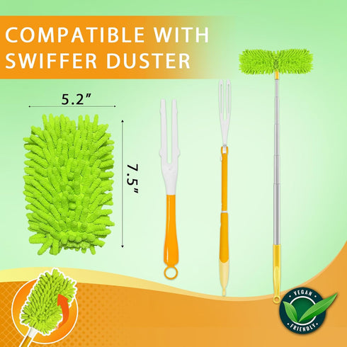 Reusable Duster Refill Compatible with Swiffer Hand Duster - Microfiber Ceiling Fan Duster for Swiffer Dusters Extended Handle - 360 Heavy Duty Du...