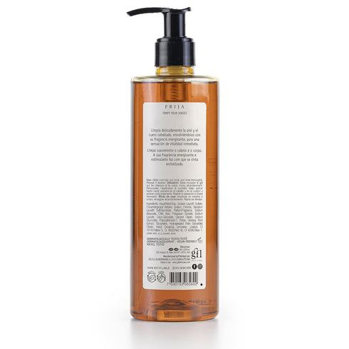 Prija Vitalizing Shower Gel & Shampoo with Ginseng (12.84 fl oz) - Toning and Revitalizing - Vegan Friendly - Dermatologically Tested - Made with ...
