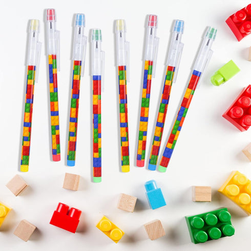 Kolewo4ever 48pcs HB Building Block Pencils Translucent Pencil Multicolor Non- Sharpening Pencils Pop Up Plastic Pencils for Exams, School, Office...