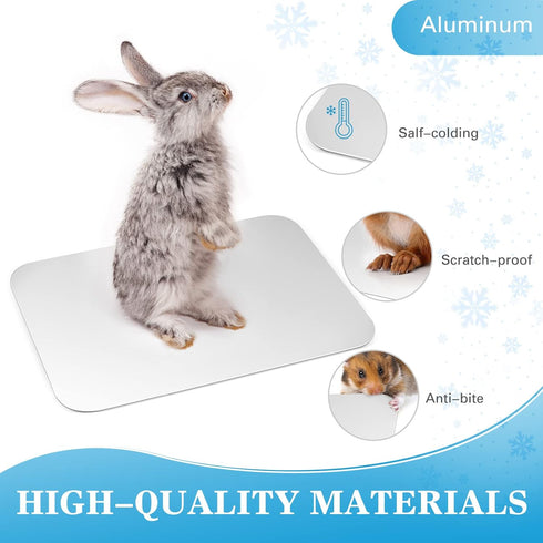 Bunny Cooling Pad Rabbit Hamster Cooling Mat Chinchillas Cooling Pad Aluminum Silver Metal Summer Cooling Mat for Hamster Bunny Guinea Pig and Oth...