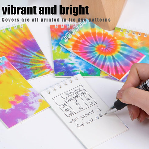 Koogel 24PCS Mini Tie Dye Notepads, Blank Mini Notebooks for Kids Spiral Mini Notebook Pastel Art Party Small Notepad for Tie Dye Birthday Party F...