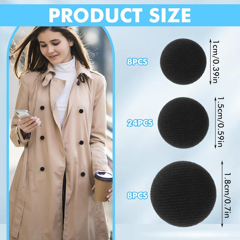 40 Pcs Black Buttons, Fabric Cloth Covered with Metal Shank Round Button Tuxedo Suit Vintage Black Coat Sewing Buckle Jacket Coat Blouse Jeans Dre...