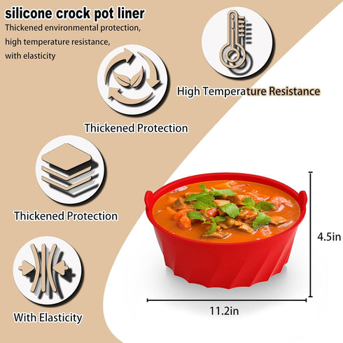 Leakproof & Reusable Slow Cooker Liners - Fits 6&7 Quart Round Crock-Pot - Dishwasher Safe Cooking Liner for Easy Cleanup...