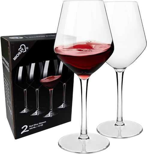 MICHLEY Unbreakable Stemmed Wine Glass 100% Tritan Plastic Dishwasher available Glassware 15 oz, Set of 2...