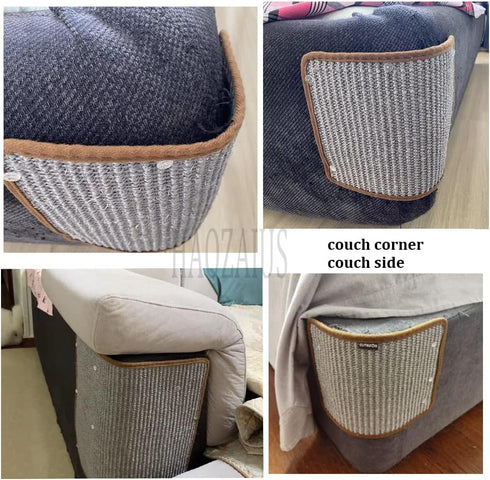 2PCS Cat Scratcher Mat Sofa Protector Natural Sisal Cat Scratching Mat Cat Scratch Couch Cover Grinding Claws Couch Guard Pad (11.8"x7.9" Gray)...