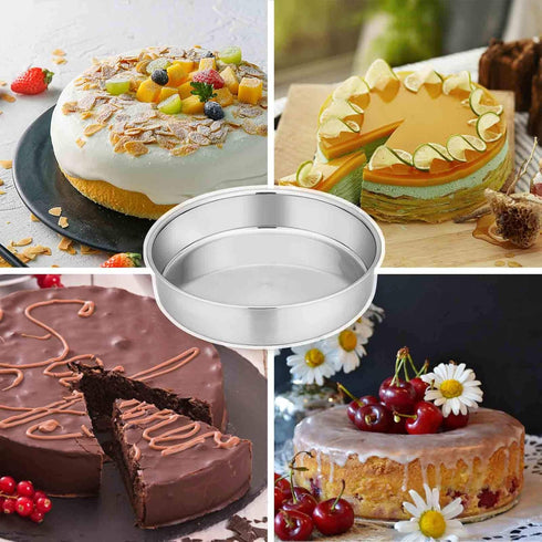 TeamFar Cake Pan Set of 2, 8 Inch Cake Pan Round Tier Tins Set Stainless Steel, Healthy & Heavy Duty, Mirror Finish & Easy Clean, Dishwasher Safe...