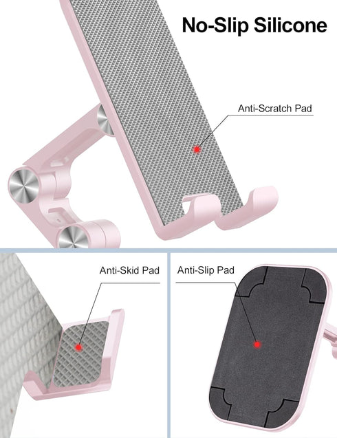 OCYCLONE Cell Phone Stand, Angle Height Adjustable iPhone Stand for Desk, Cell Phone Holder iPad Tablet Stand Compatible with iPhone 15 14 13 11 1...