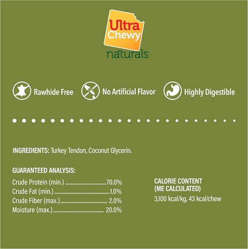 Ultra Chewy Turkey Tendon Knotted Bones for Dogs - Premium All-Natural, Hypoallergenic, Long-Lasting Dog Chew Treat, Easy to Digest, Ingredient So...