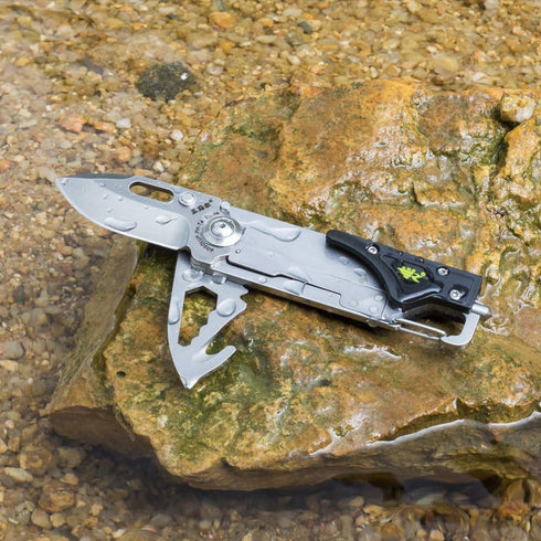 Sanrenmu 6050 LUF-PH-T4 Pocket EDC Folding Camping Knife Multi Toolkit Screwdriver Belt Cutting LED Bottle Opener Glass Breaker...