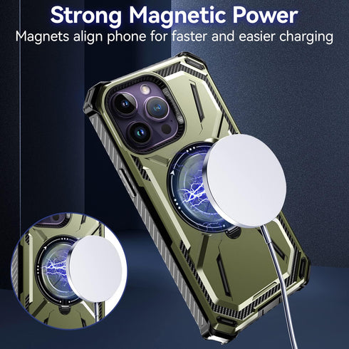 QLTYPRI Magnetic Case for iPhone 12 Pro Max Case Compatible with MagSafe with Built-in Kickstand, Military Grade Heavy-Duty Protection Shockproof ...