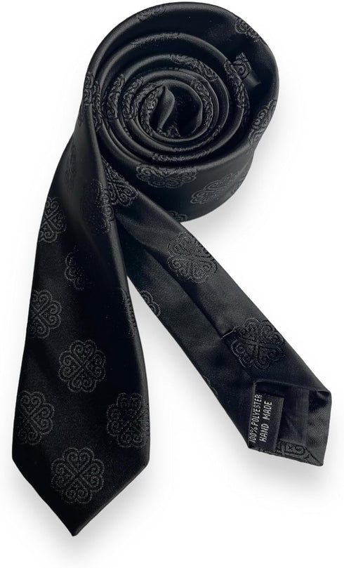 Stylish Neck Tie with Matching Pocket Square - Traditional Elegance for Every Occasion! Modern Slim Black...