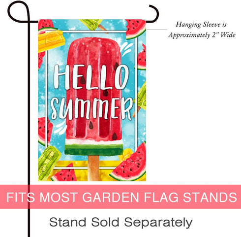 Morigins Hello Summer Popsicles and Ice Cream Double Sided Watermelon Pineapple Kiwi Fruit Garden Flag 12.5x18 inch...