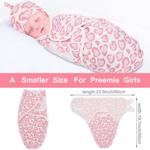 3 Pack Preemie Swaddle Blanket with Hat Set Preemie Hats Baby Receiving Blanket Swaddle Wrap for Preemie Newborn (Cute Style)...