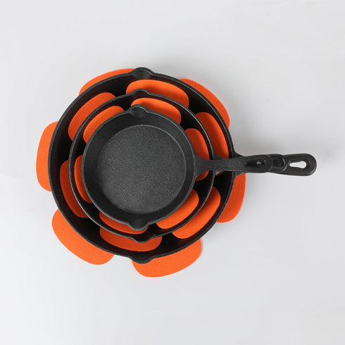 Pot/Pan Protectors-set of 3 Dia. 8" 10" 12" Orange...