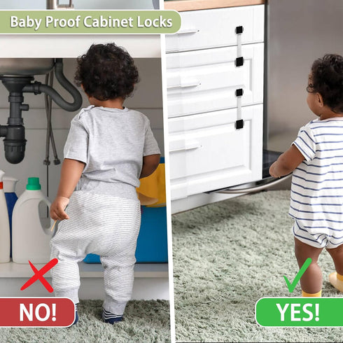 4 Pack Baby Proofing Cabinet Locks,Child Safety Latches Lock with Adhesive,No Drilling and Adjustable Strap Length for Drawers,Fridge,Dishwasher,T...
