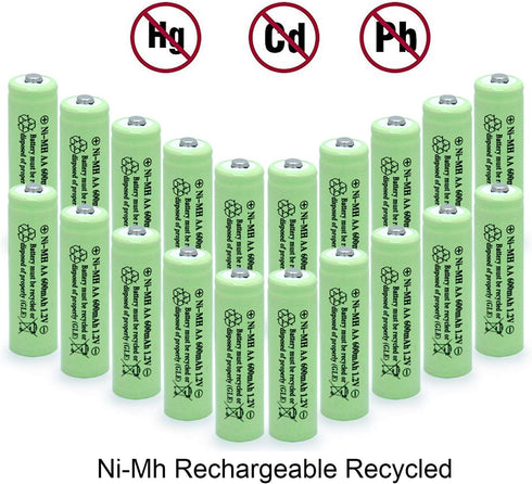 AA Ni-MH 600mAh 1.2V Rechargable Solar Light Batteries for Outdoor Solar Lamps Garden Lights Remotes Mice(20Pcs)...