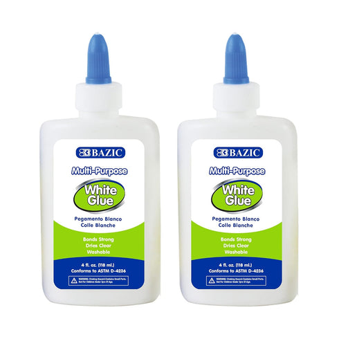 BAZIC White Glue 4 Oz. (118 mL), All Purpose Adhesive Bond Photo DIY Craft Slime Making, for Office School Home Art Projects, 2-Pack...