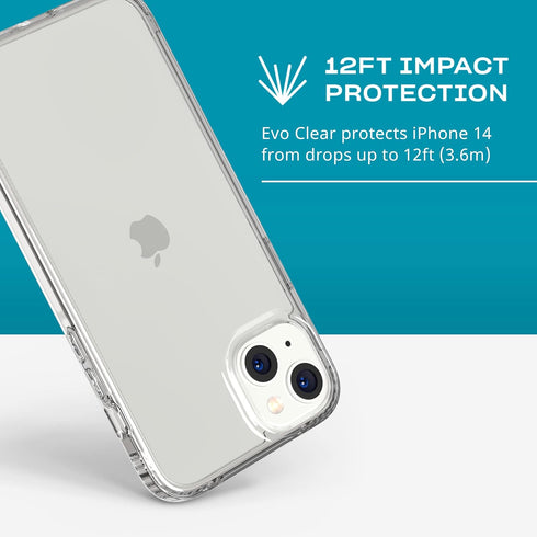 tech21 iPhone 14 Plus Evo Clear – Scratch-Resistant, Shock-Absorbing Clear Phone Case with 12ft Multi-Drop Protection...