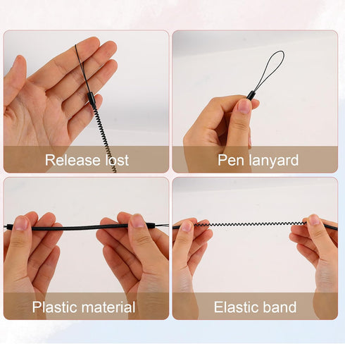 8Pcs Elastic Lanyard, Retractable Anti-Lose Pen Leash, Coil Spring Tablet Pens Straps, High-Elasticity Plastic Tether Lanyard for Tethering Drawin...