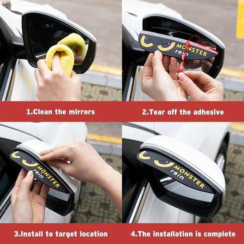 UYYE 2 Pcs Car Side Mirror Rain Visor Guard, Car Accessories,PVC Car Rear View Mirror Rain Eyebrow, Waterproof Auto Mirror Rain Visor Guard for Mo...