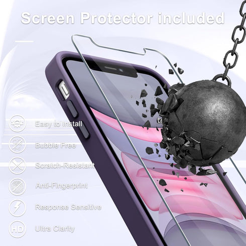 for iPhone 11 Case, Matte Magnetic Phone Case with 1 Screen Protector, Compatible with Magsafe, Translucent Frosted Slim Shockproof Protective Cov...