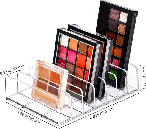 JessLab Eyeshadow Palette Makeup Organizer, Acrylic 7-Section Divided Make up Organizers and storage for Bathroom Vanity Countertop, Transparent, ...
