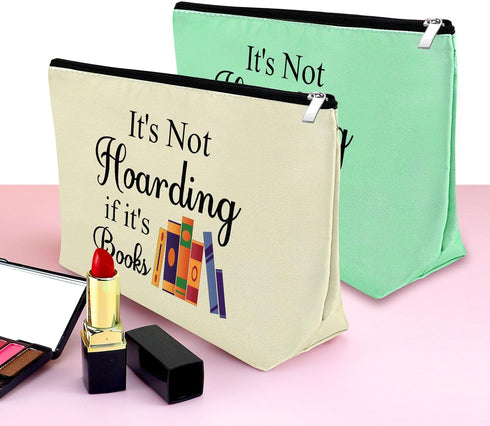 2Pcs Book Lovers Gifts Makeup Bag Reading Lover Gift Bibliophile Gifts Librarian Gift for Reader Writers Teacher Friends Cosmetic Bag Reading Book...