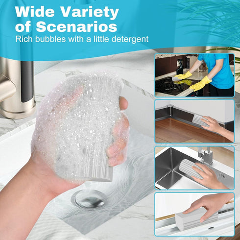 4pcs Damp Dusting Sponge Duster, Household Clean Sponges Duster for Cleaning Baseboards Blinds, Vents, Window Trunk, Scrub Magic Sponge Eraser Reu...