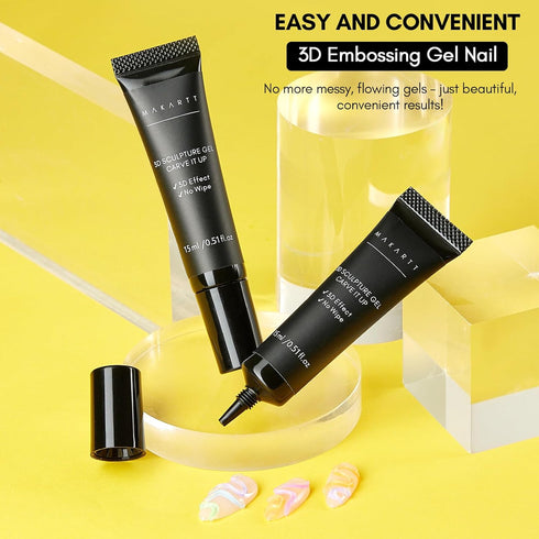 Makartt 3D Gel Nail Art Sculpting Gel Nail Glue 15g No Wipe Clear Gel Polish for Nail Designs and DIY Nail Art - for Drawing, Molding, Sculpture a...