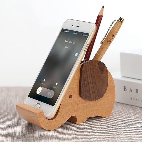 Pencil Holder Creative Elephant Gifts Toys Wooden Cute Pencil Holder and cell Phone Stand Organizer for Office Desk......