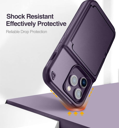 WeLoveCase iPhone 14 Pro Case for Women, Men Defender Credit Card Holder Cover with Hidden Mirror, Three Layer Shockproof Heavy Duty Protection Ca...