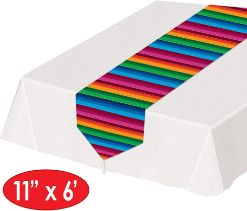 Beistle Printed Paper Serape Mexican Theme Decoration Cinco De Mayo Fiesta Table Runner Tableware, 11" x 6', Gold, Blue, Green, Orange...