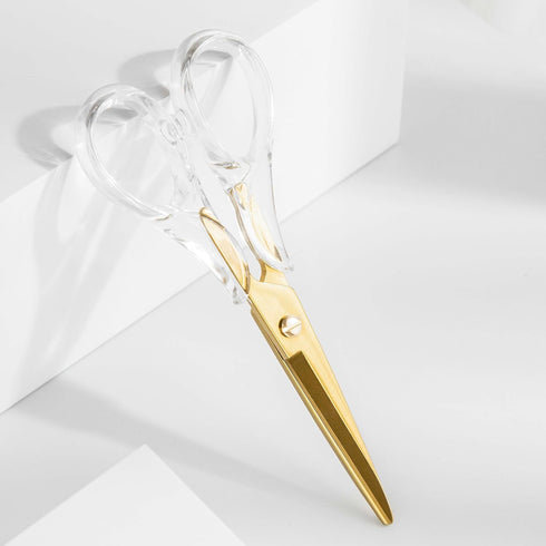 2 Pack Clear Acrylic Gold, RoseGold Stainless Steel Craft Scissors for Office, Home, School (Gold+RoseGold)...
