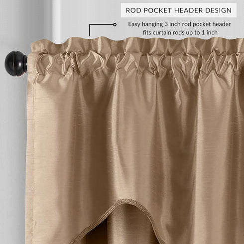 Elrene Home Fashions Colette Faux-Silk Scalloped Window Valance, 50 in x 21 in (Scalloped Valance), Gold...