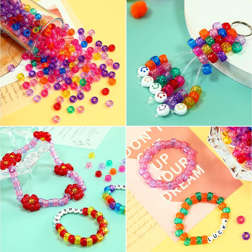 Iooleem Pony Beads(1000pcs Magenta Glitter Pony Beads), Beads for Jewelry Making, Pony Beads for crafts, Beading Supplies, Arts & Crafts Materials...