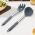 TeamFar Silicone Kitchen Utensils, 2 Pcs Large Nonstick Soup Ladle and Pasta Fork for Cooking Mixing Serving Soup, Sauce, Spaghetti, Eggs, Non-Tox...