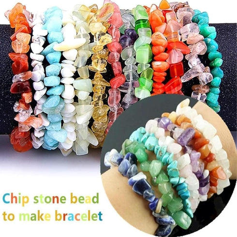 500pcs Natural Chip Stone Beads Multicolor 5mm to 8mm Irregular Gemstone Healing Crystal Loose Rocks Bead Hole Drilled DIY for Bracelet Necklace E...