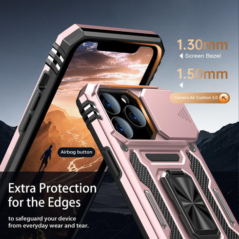MERRO for iPhone 13 Pro Case with Screen Protector,Sliding Camera Cover,Military-Grade Cover with Magnetic Stand Phone Case 6.1" Rose Gold...
