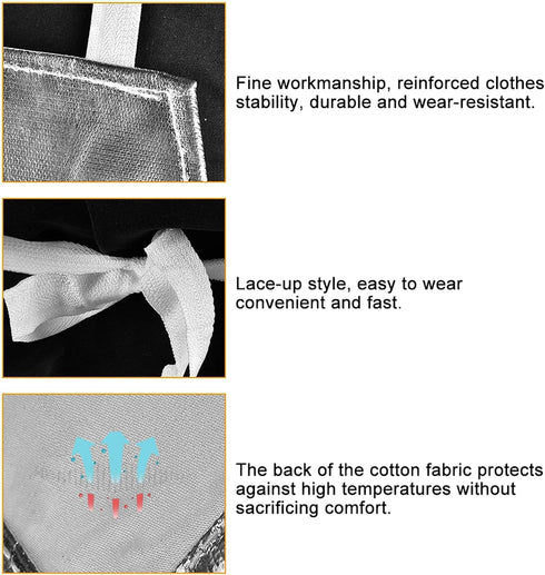 Health Gear Heat Resistant Apron, 1000 Degree Heat Resistant Apron Aluminum Foil Cooking Apron High Temperature Anti-splash Anti-scalding Working ...