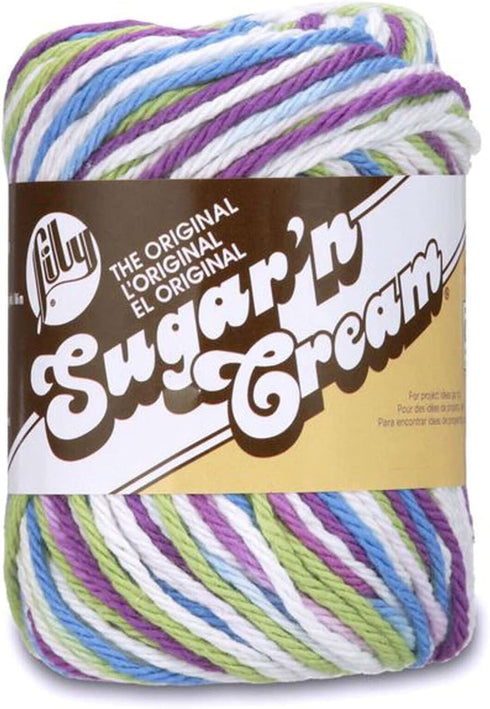 Variety Assortment Lily Sugar 'n Cream Yarn Bundle 100% Cotton Worsted #4 Weight Solids & Ombres with Needle Gauge (Mix 236)......
