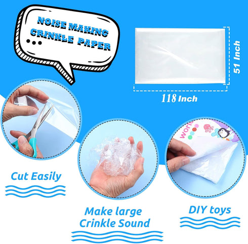 Zonon Noise Making Crinkle Paper Crinkle Material Noise Maker Plastic Film for Baby Dog Cat Toys Pet Supplies (51 x 118 Inch)...