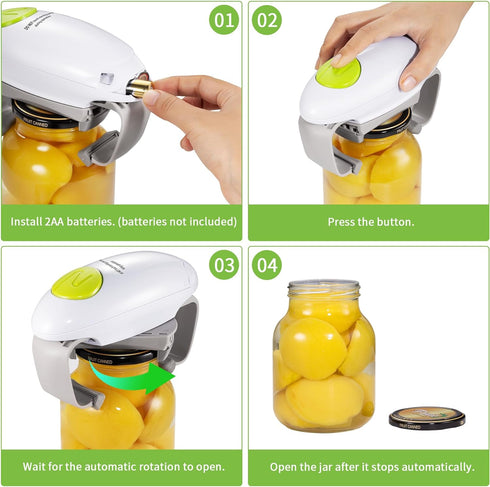 Electric Jar Opener, One Touch Automatic Can Opener with High Power Torque, Hand Free Bottle Lid Jar Openers for Women, Seniors, Arthritis, Weak H...