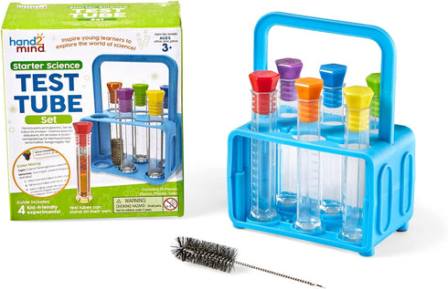 hand2mind Starter Science Test Tube Set, Flat Bottom Test Tubes, Science Lab for Kids, Test Tube Rack, Science Supplies,Test Tubes with Lids, Scie...