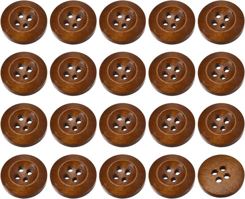 uxcell 50Pcs Wooden Buttons, 18mm(3/4") 4 Hole Round Wood Sewing Button Craft for Sewing DIY Craft Clothing, Coffee...