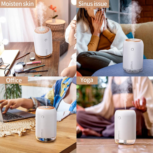 SmartDevil Portable Mini Humidifier, 500ml Small Desk Humidifier, USB Personal Desktop Humidifier for Bedroom, Office, Travel, Plants, Auto Shut-O...