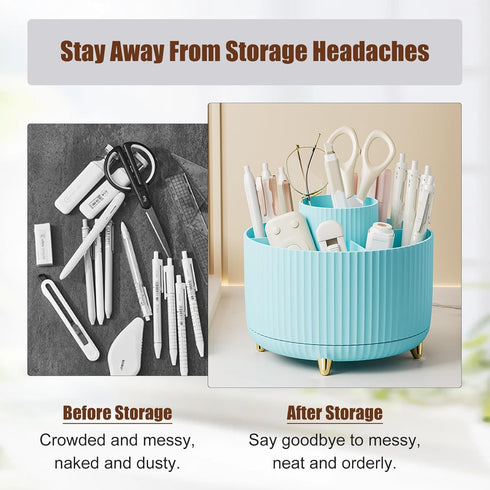 Makeup Brush Holder Organizer with Mat, 5 Slots Lazy Susan Cosmetic Organizers, Skin Care Organizer, 360° Rotating Makeup Organizer for Vanity, Co...