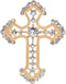 Gyn&Joy Golden Tone Clear Crystal Rhinestones Holy Cross Brooch Pin...