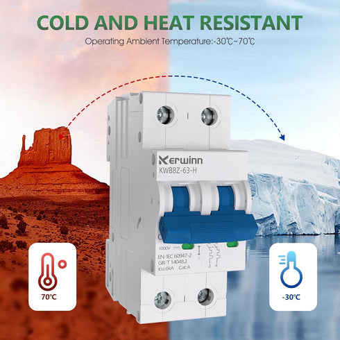 Miniature Circuit Breaker 1000V DC Circuit Breaker 2 Pole 16Amp Smart Circuit Breaker,DC Disconnect Switch DIN Rail Mount for Marine Power Systems...