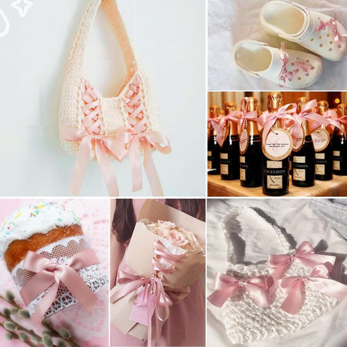 Rose Pink Satin Ribbon 1 Inch x 25 Yards, Rose Gold Silk Ribbon for Flower Bouquet Accessories, Gift Wrapping, Crafts, Hair Bows, Baby Shower and ...