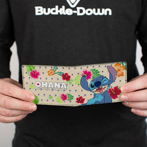 Buckle-Down Men's Stitch Winking Pose + Ohana Means Family/Tropical Icons, Multicolor, Standard Size...